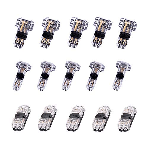 Product Cover Wire Connectors Set - Pack of 15 Low Voltage Solderless Wire Connectors with No Wire-stripping Required for Mid-span Branching Wires Connection 20/22 AWG Cable By brightfour