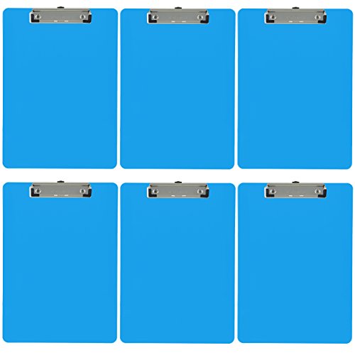 Product Cover Trade Quest Plastic Clipboard Opaque Color Letter Size Low Profile Clip (Pack of 6) (Sky Blue)