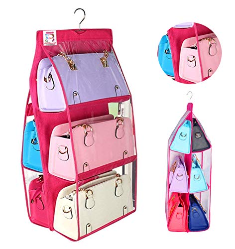 Product Cover atorakushon Large Clear Purse/Handbag Hanging Storage Bag Wardrobe Organizer Color - Pink