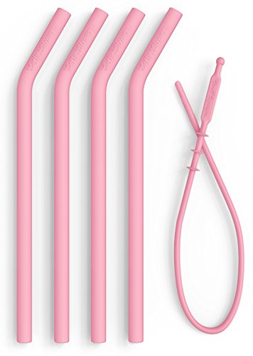Product Cover Reusable Silicone Straws for Smoothies - Collapsible FDA Pinch Tested BPA Free Dishwasher Safe - Long, Wide Smoothie Straw for 20 or 30 oz Tumblers - Chewy, Bendy, Flexible for Kids/Toddlers