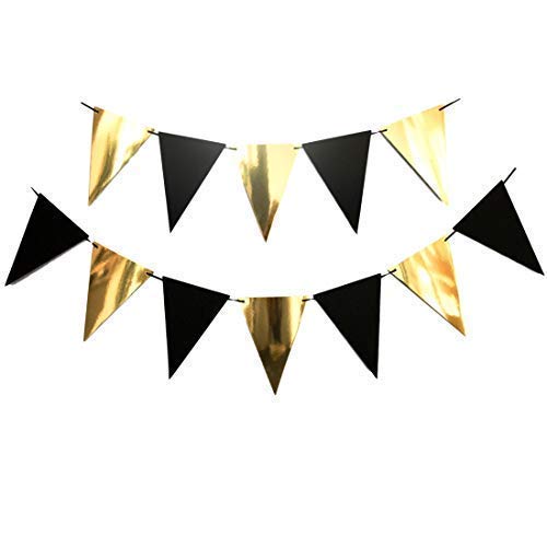 Product Cover Bobee Black and Gold Banner Party Decoration 9 feet, 12 flags (DIY string to the length needed)
