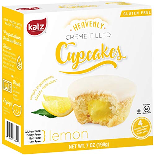 Product Cover Katz Gluten Free Lemon Crème Filled Cupcakes | Dairy Free, Nut Free, Soy Free, Gluten Free | Kosher (1 Pack of 4 Crème Cupcakes, 7 Ounce)