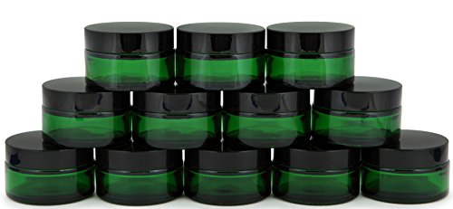 Product Cover Vivaplex, 12, Green, 15 ml, Round Glass Jars, with Inner Liners and black Lids