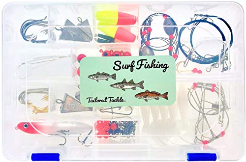 Product Cover Tailored Tackle Saltwater Surf Fishing Kit 82 Pc Tackle Box with Tackle Included | Surf Fishing Rigs & Saltwater Fishing Lures | Hooks Leaders Swivels for Salt Beach Gear Equipment