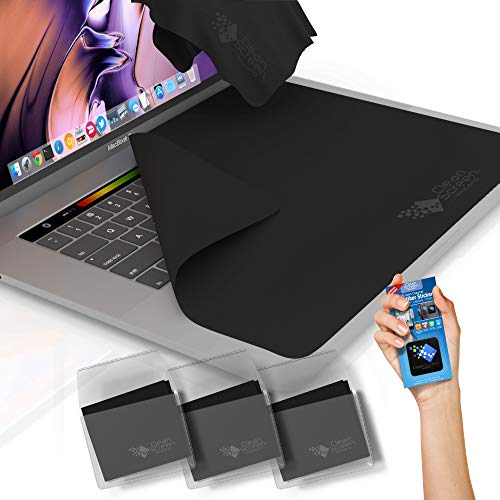Product Cover Clean Screen Wizard Microfiber Keyboard Covers Cloths, Screen Protector Cleaner Kit, and Sticker Screen Cleaning for MacBook Pro 13, MacBook Air 13, 13in Laptops, Bundle 4 Pack, Black
