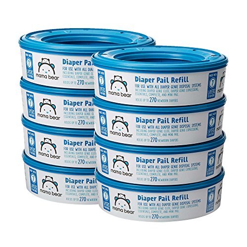 Product Cover Amazon Brand - Mama Bear Diaper Pail Refills for Diaper Genie Pails, 2160 Count (Pack of 8)