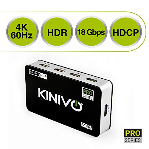 Product Cover Kinivo 550BN 4K HDMI Switch with IR Wireless Remote (5 Port, 4K 60Hz HDR, High Speed-18Gbps, Auto-Switching)