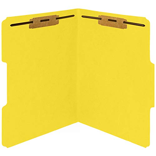 Product Cover 50 Yellow Fastener File Folders - 1/3 Cut Reinforced Tab - Durable 2 Prongs Bonded Fastener Designed to Organize Standard Medical Files, Office Reports - Letter Size, Yellow, 50 Pack