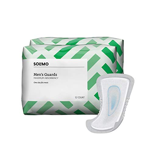 Product Cover Amazon Brand - Solimo Incontinence Guards for Men, Maximum Absorbency, 104 Count (2 packs of 52)