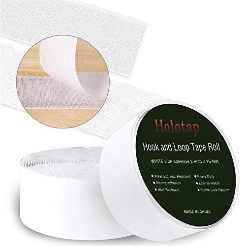 Product Cover Holotap Sticky Back Hook and Loop Tape 2 in×16 ft, Self Adhesive Fastener Interlocking Tape (2 Inch White)