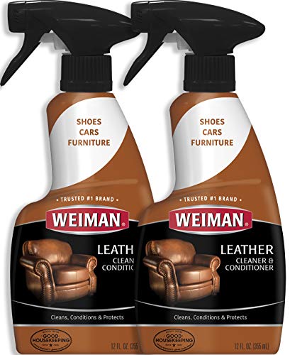Product Cover Weiman Leather Cleaner and Conditioner for Furniture - 12 Ounce - 2 Pack - Ultra Violet Protection Help Prevent Cracking or Fading of Leather Couches, Car Seats, Shoes, Purses