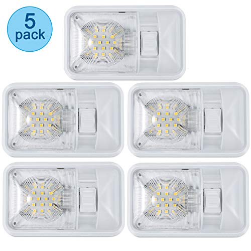 Product Cover Kohree 12V Led RV Ceiling Dome Light RV Interior Lighting for Trailer Camper with Switch, Single Dome 300LM Each (Pack of 5)