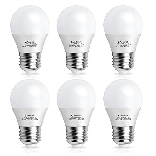 Product Cover A15 Bulb LED 60Watts Equivalent, Ambimall G45 7Watt Appliance Light Bulb, Warm White 2700K 700 Lumens, LED Refrigerator Light Bulb with E26 Medium Base Non-Dimmable, Perfect for Ceiling Fan(6 Pack)