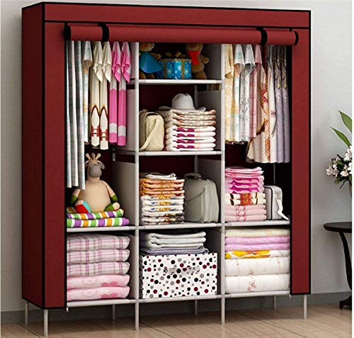 Product Cover Maison & Cuisine 6+2 Layer Fancy and Portable Foldable Collapsible Closet/Cabinet (Need to Be Assembled) (88130) (Wine Red)