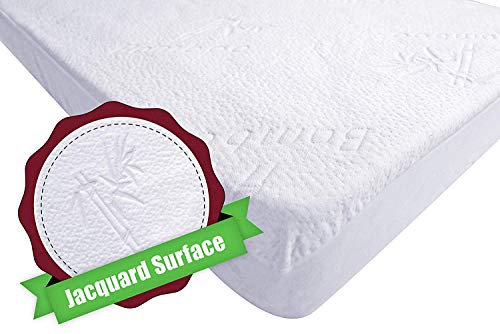 Product Cover iLuvBamboo Crib Mattress Pad Protector - Waterproof Cover - Silky Soft Bamboo Jacquard Fitted Topper - Noiseless, Breathable & Smooth - Best Baby Gifts for Potty Training Toddlers & Infants