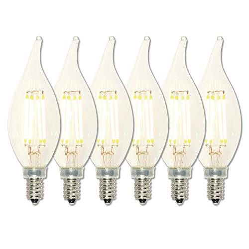 Product Cover Westinghouse Lighting 3517220 40-Watt Equivalent Ca11 Dimmable Clear Filament Led Light Bulb with Candelabra Base (6 Pack), Six
