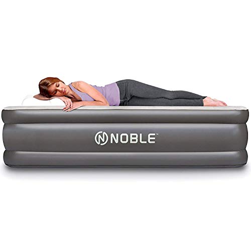 Product Cover Noble QUEEN SIZE Comfort DOUBLE HIGH Raised Air Mattress - Top Inflatable Airbed with Built-in Pump - Elevated Raised Air Mattress Quilt Top & 1-year GUARANTEE