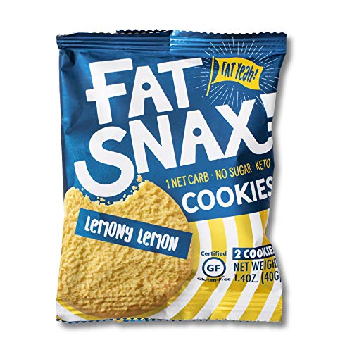 Product Cover Fat Snax Cookies - Low Carb, Keto, and Sugar Free (Lemony Lemon, 12-pack (24 cookies)) - Keto-Friendly & Gluten-Free Snack Foods