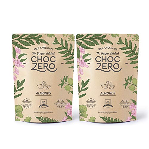 Product Cover ChocZero's Keto Bark, Milk Chocolate Almonds, No Added Sugar, Low Carb, No Sugar Alcohols, Non-GMO (2 bags, 6 servings each)
