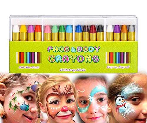 Product Cover Painting Face kit Crayons, muscccm 16 Colors Non-toxic Makeup Face Paint Sticks Body Tattoo Crayons Kit for Kids, Children, Toddlers, Party, Cosplay