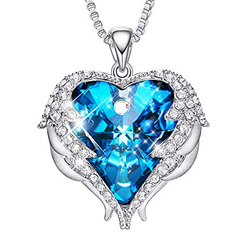 Product Cover CDE Angel Wing Necklaces for Women Embellished with Crystals from Swarovski Pendant Necklace Heart of Ocean Valentine Jewelry Gift for Wife