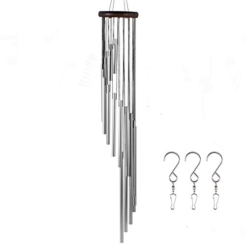 Product Cover occer 35 Inch Wind Chimes 18 Different Length Tubes Amazing Grace Large Wind Chime Kit with 3 Hook Decor for Garden, Porch, Balcony,Outdoor & Indoor,Great Gift Choice,Silver