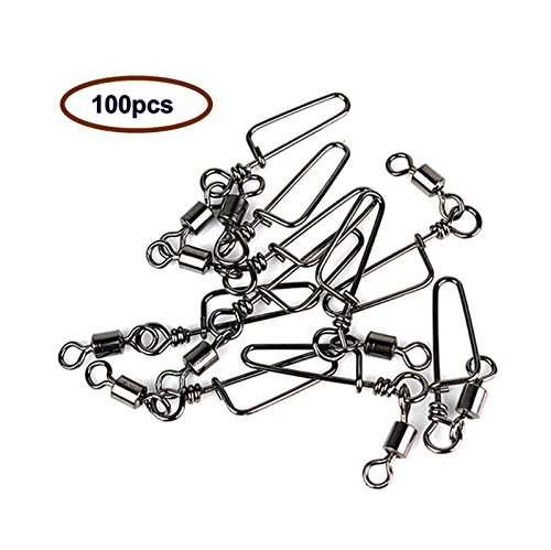 Product Cover Z&S Pack of 100pcs High-strength 145LP Ball Bearing Size:4/0 Fishing Rolling Swivel with Coastlock Snap