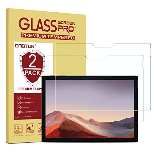 Product Cover OMOTON [2-Pack] Screen Protector for Surface Pro 7/Surface Pro 6 / Surface Pro (5th Gen) / Surface Pro 4 - [Tempered Glass] [High Responsivity] [Scratch Resistant] [High Definition]