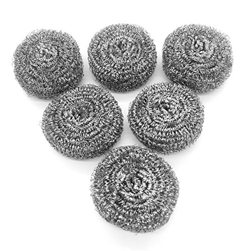 Product Cover 6 Pack Stainless Steel Sponges, Scrubbing Scouring Pad, Steel Wool Scrubber for Kitchens, Bathroom and More