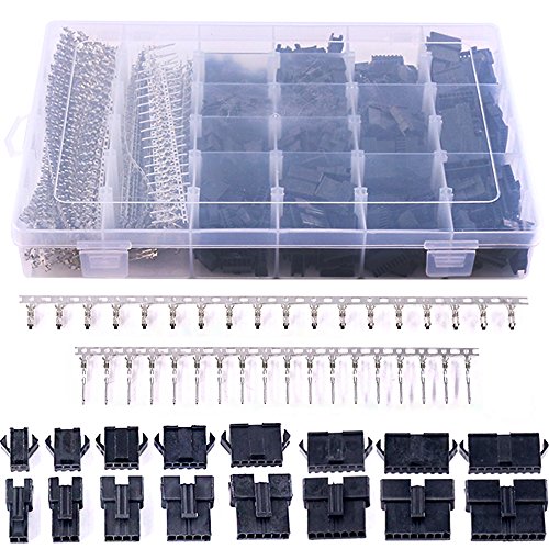 Product Cover Glarks 1940Pcs 2.5mm Pitch 2/3/4/5/6/7/8/9 Pin Male and Female Plug Housing and Male/Female Pin Header Perfectly Compatible with JST-SM Connector Assortment Kit
