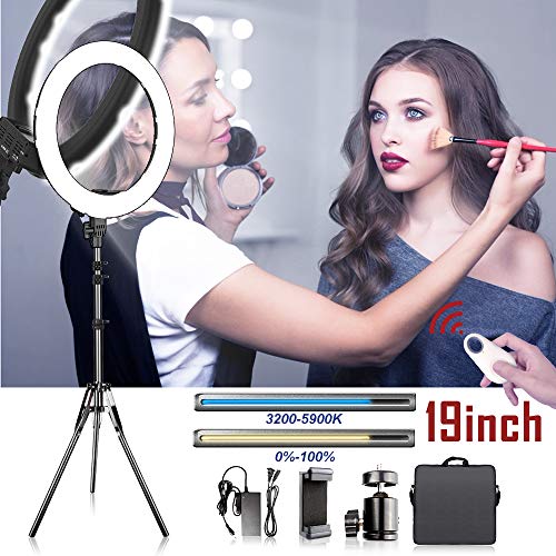 Product Cover Ring Light, Travor Upgrade 19inch Outer 60W Dimmable 512PCS LED Ring Light with Stand Adjustable Color Temperature 3200K-5900K for Phone Camera YouTube Makeup Video Shooting, Portrait, Vlog, Selfie