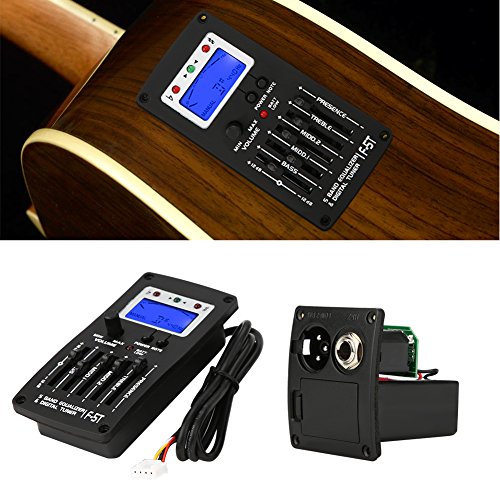 Product Cover Tbest Guitar Preamp Equalizer Digital Tuner,F-5T 5Band Equalizer Pickup,Digital Tuner Pickup Acoustic Electric Guitar Preamplifier Tuner with LCD Tuner and Volume Control