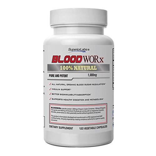 Product Cover Superior Labs - Blood Worx - All-Natural Blood Sugar Support Supplements, Helps Stabilize Healthy Blood Sugar and Glucose Levels, Promotes Healthy Digestion, Insulin Function and Metabolism