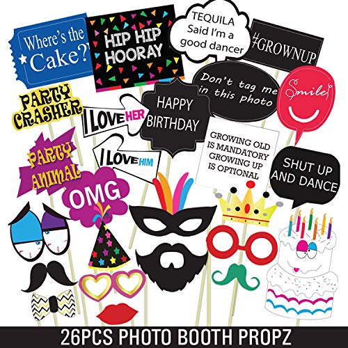Product Cover Party Propz Birthday Photo Booth for Kids and Adults - 26 Pieces