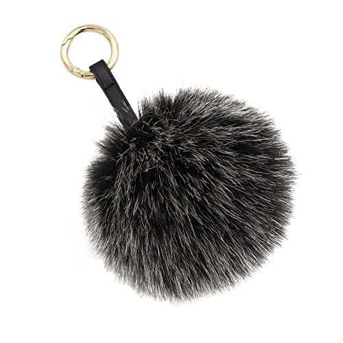 Product Cover Aiphamy Faux Fur Pom Pom Keychain Purse Bag Charm Fluffy Ball Key Chain for Women (Snow Grey)