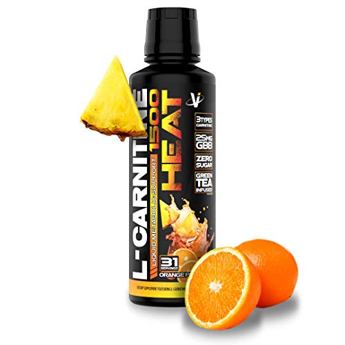 Product Cover VMI Sports L-Carnitine Liquid Heat 1500 Thermogenic Fat Burner, Orange Pineapple Flavor, 31 Servings, Boost Metabolism & Energy, Caffeine-Free, Weight Loss
