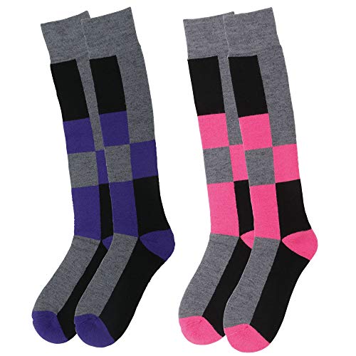 Product Cover Lullaby Kids Snow Ski Socks Full Terry Warm Skiing Socks, 2 Pairs,Pink/Purple,3-5