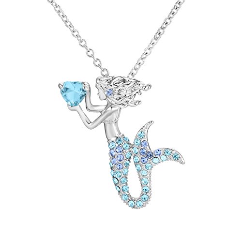 Product Cover Lanqueen Little Mermaid Pendant Necklace for Women Teen Girls, Fairytale Mermaid Kids Jewelry Gifts