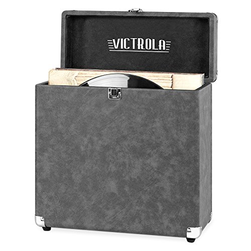 Product Cover Victrola Vintage Vinyl Record Storage Carrying Case for 30+ Records, Gray