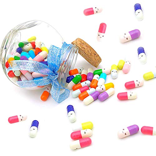 Product Cover FuturePlusX 100 Pcs Capsule Message in a Glass Bottle, Cute Love Friendship Half Pill Letter in Random Color with Exquisite Package for Boys Girls Friends Family