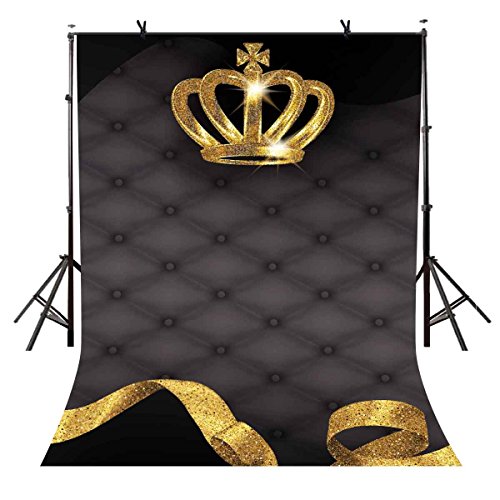Product Cover LYLYCTY 5x7ft Crown Backdrop Bling Crown Grey Sofa Photography Background and Studio Photography Backdrop Props LYGE813