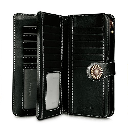 Product Cover UMODE Vintage Style Genuine Leather Large Capacity RFID Wallet Organizer for Women