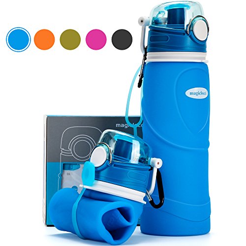Product Cover Collapsible Water Bottle 750ml / 26 fl oz, Reusable Foldable Leak Proof Travel Bottle, Outdoors Sports Camping Hiking Gym Fitness Training Bottles, Food-Grade Silicone BPA Free/ Non-Toxic(Blue)