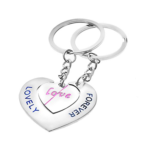 Product Cover Couple Lovers Heart Key Chain Ring Casual Trinket Jewelry Valentine's Day Wedding Gift - 5 Ameesi