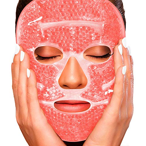 Product Cover Sofida Cold Hot Gel Face Eye Mask - Reduce Puffy Dark Circles Bags Under Eyes Migraines Stress Relief - Heat Ice Therapy Pack Compress - Sinus Pressure Acne Headaches Relaxation (Soft pink)