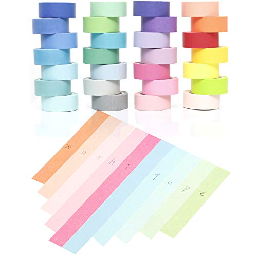 Product Cover YUKUNTANG Washi Masking Tape Set, Decorative Writable Washi Craft Tape Set 28 Rolls for DIY Crafts Book Designs