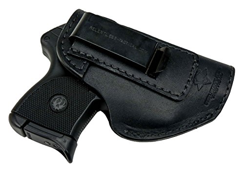 Product Cover Relentless Tactical The Defender Leather IWB Holster - Made in USA - Fits Ruger LCP, LCP2, Sig P238, P290, S&W Bodyguard .380 and Most .380's - Made in USA - Black Right Handed