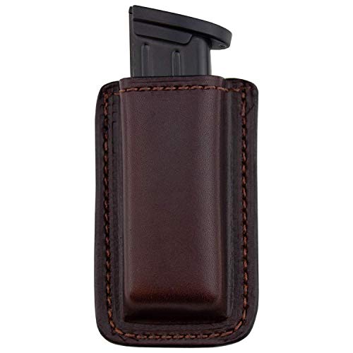 Product Cover Relentless Tactical Leather Magazine Holder | Made in USA | Sizes to fit virtually Any 9mm.40.45 or .380 Pistol Mag | Single or Double Stack | IWB or OWB Double Stack Brown