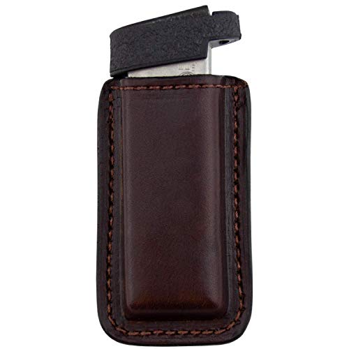 Product Cover Relentless Tactical Leather Magazine Holder | Made in USA | Sizes to fit virtually Any 9mm.40.45 or .380 Pistol Mag | Single or Double Stack | IWB or OWB Single Stack Brown
