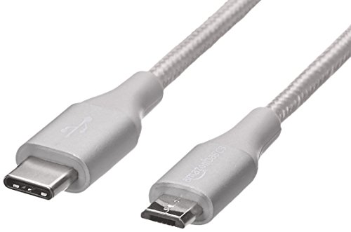 Product Cover AmazonBasics Double Braided Nylon USB Type-C to Micro-B 2.0 Male Cable | 3 feet, Silver
